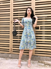 Đầm xòe hoa nhí nhún ngực - GR0097