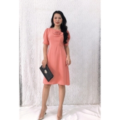 Đầm form A S&M đính hoa ngực hot nhất, chất mát, giá rẻ GR197- Hình thật shop chụp