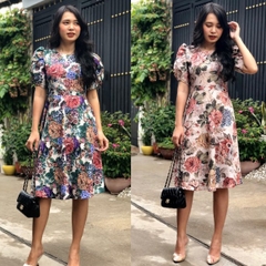 Đầm xòe hoa dự tiệc thanh lịch,  sang trọng S&M GR183