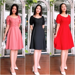 Đầm Xòe Phối Nút Cách Điệu Thời Trang S&M Cao Cấp - GR0016