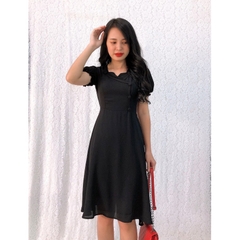 Đầm Xòe Voan Chiffon S&M Cổ Bẻ Đính Nút Tôn Dáng, Xinh Đẹp, Giá Rẻ GR156