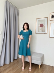 Đầm xòe tay phồng cổ vuông cách điệu - GR0233