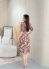 Đầm xòe chấm bi cổ vuông phối ren, tay phồng (CÓ TÚI) - GR0242