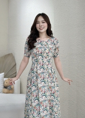Đầm xòe hoa nhí tay phồng (CÓ TÚI)- GR0244