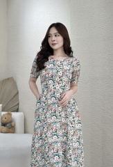 Đầm xòe hoa nhí tay phồng (CÓ TÚI)- GR0244