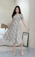 Đầm xòe hoa nhí tay phồng (CÓ TÚI)- GR0244
