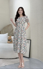 Đầm xòe hoa nhí tay phồng (CÓ TÚI)- GR0244