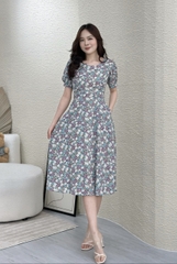 Đầm xòe hoa nhí tay phồng (CÓ TÚI)- GR0244