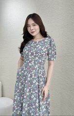 Đầm xòe hoa nhí tay phồng (CÓ TÚI)- GR0244