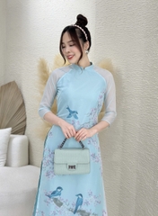 Set bộ áo dài cách tân 4 tà+ quần lưng thun phía sau,  có dây kéo - GR0246