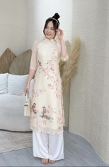 Set bộ áo dài cách tân 4 tà+ quần lưng thun phía sau,  có dây kéo - GR0246