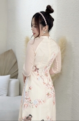 Set bộ áo dài cách tân 4 tà+ quần lưng thun phía sau,  có dây kéo - GR0246