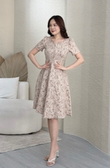 Đầm xòe tapta in hoa nổi - GR0248