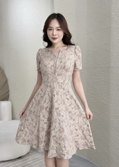 Đầm xòe tapta in hoa nổi - GR0248