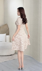 Đầm xòe tapta in hoa nổi - GR0248