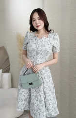 Đầm xòe tapta in hoa nổi - GR0248