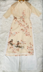 Set bộ áo dài cách tân 4 tà+ quần lưng thun phía sau,  có dây kéo - GR0246