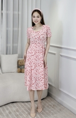 Đầm xòe hoa nhí đính nút - GR0261