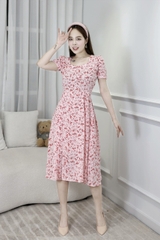 Đầm xòe hoa nhí đính nút - GR0261