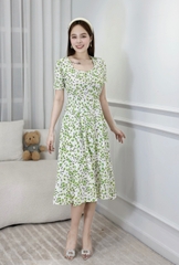 Đầm xòe hoa nhí đính nút - GR0261