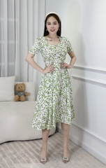 Đầm xòe hoa nhí đính nút - GR0261