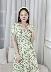 Đầm xòe hoa nhí đính nút - GR0261