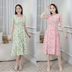 Đầm xòe hoa nhí đính nút - GR0261