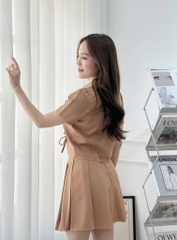 Set áo vest phối nơ, chân váy dập ly - GR0271