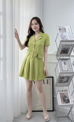 Set áo vest phối nơ, chân váy dập ly - GR0271