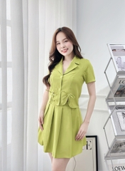 Set áo vest phối nơ, chân váy dập ly - GR0271