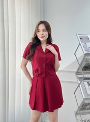Set áo vest phối nơ, chân váy dập ly - GR0271