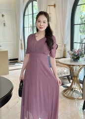 Đầm maxi form dài xếp ly ngực, tay loe - GR0288