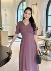 Đầm maxi form dài xếp ly ngực, tay loe - GR0288