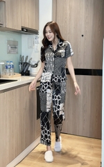 Set bộ pịjama họa tiết, quần lưng thun có túi - GR0290