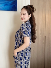 Set bộ pijama phối viền trắng, quần lưng thun có túi - GR0295
