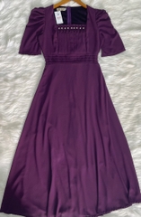 Đầm maxi form dài, xếp ly ngực và eo đính ngọc, tay phồng - GR0293