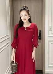 Đầm maxi form dài đính nút ngực, tay lỡ bo thun - GR0298