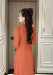 Đầm maxi form dài đính nút ngực, tay lỡ bo thun - GR0298