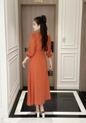 Đầm maxi form dài đính nút ngực, tay lỡ bo thun - GR0298