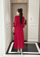 Đầm maxi form dài đính nút ngực, tay lỡ bo thun - GR0298