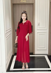 Đầm maxi form dài đính nút ngực, tay lỡ bo thun - GR0298