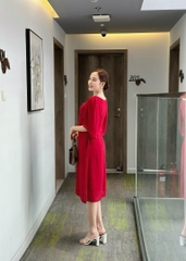 Đầm suông trơn đính hoa đính ngọc, tay loe, có túi - GR0303
