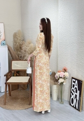 Đầm giả áo dài họa tiết hoa nhí, tay phồng - GR0302