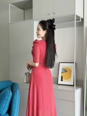 Đầm maxi form dài, bèo ngực đính ngọc, khoen eo, tay phồng - GR0307