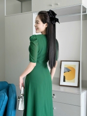 Đầm maxi form dài, bèo ngực đính ngọc, khoen eo, tay phồng - GR0307