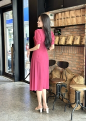 Đầm xòe đính hoa đính ngọc, cổ vuông, tay phồng - GR0308