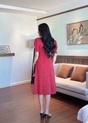 Đầm xòe cổ bẻ, đính nút, tay phồng, có túi - GR0315