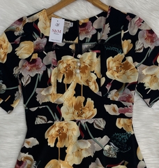 Đầm maxi form dài họa tiết, đính nút, phối ren, tay phồng - GR0317