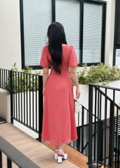 Đầm maxi form dài, cổ vuông đính ngọc, tay lồng đèn - GR0318