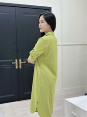 Đầm suông cổ sơ mi, tay lở đính nút, xẻ tà vạt bầu, có túi - GR0324
